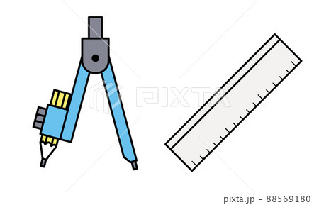 コンパスと直線定規のイラスト素材。 88569180