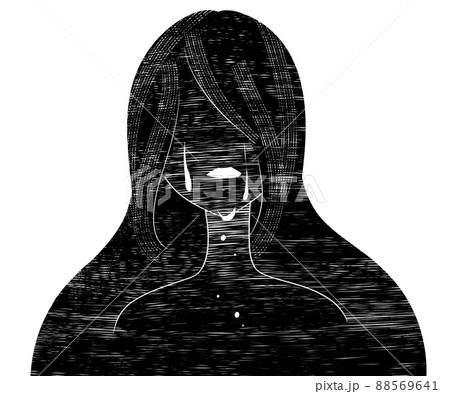 精神崩壊イメージの抽象的な涙が流れる女性のイラスト 88569641