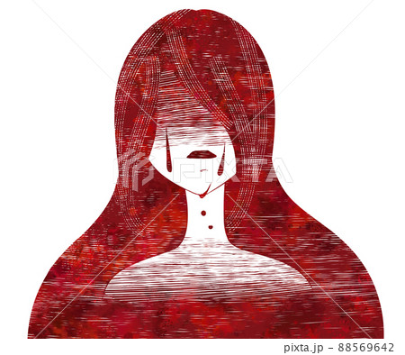 精神崩壊イメージの抽象的な涙が流れる女性のイラスト 88569642