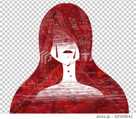 精神崩壊イメージの抽象的な涙が流れる女性のイラスト 88569642