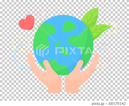 Illustrations that protect the earth. Save the earth and the natural environment with human hands. Designed with the concept of eco and world peace. 88570142