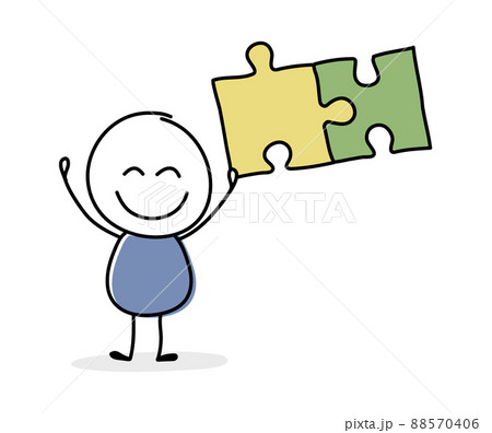 Cartoon character with puzzles. Business concept. Vector Cartoon character with puzzles. Business concept. Vector 88570406