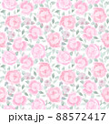 Watercolor pink realism peonies bloom with mint leaves seamless pattern. Botanical hand drawn floral illustration. Textile background. For linens, linen, wrapping paper, wallpaper, card, invitation. 88572417