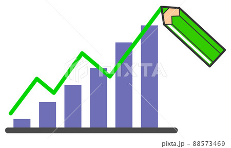 鉛筆で線を書いて増加するデータを説明するイラスト 鉛筆で線を書いて増加するデータを説明するイラスト 88573469