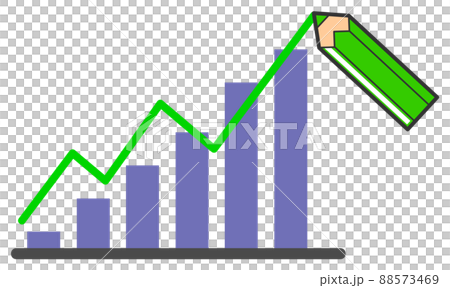 鉛筆で線を書いて増加するデータを説明するイラスト 鉛筆で線を書いて増加するデータを説明するイラスト 88573469