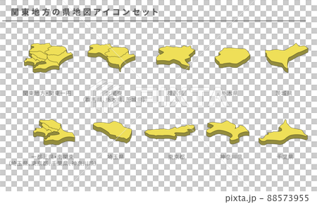 Map of Japan, Kanto region map icon set, vector material 88573955