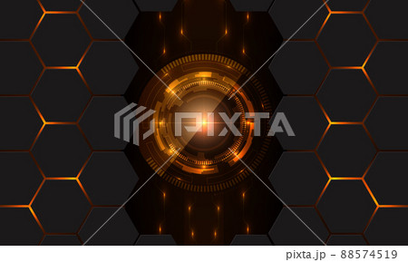 Abstract technology innovation concept background with circuit board and hexagon Abstract technology innovation concept background with circuit board and hexagon 88574519