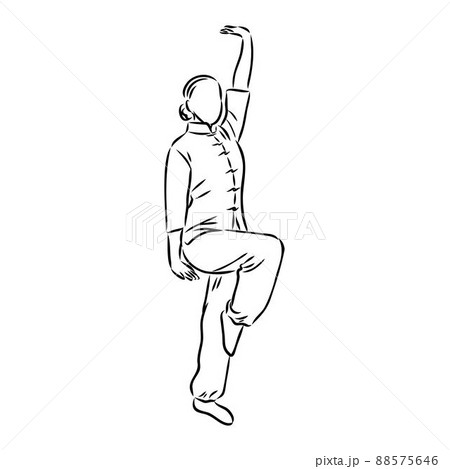 Vector illustration of a guy performing tai chi and qigong exercises 88575646