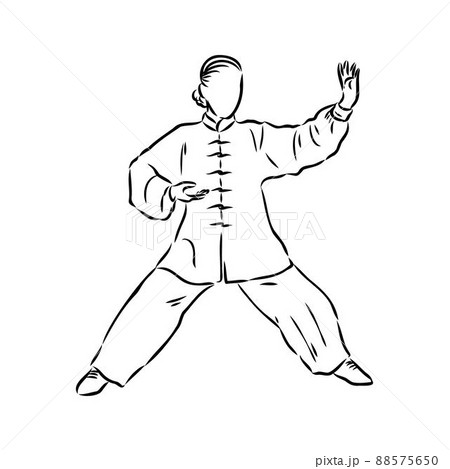 Vector illustration of a guy performing tai chi and qigong exercises 88575650
