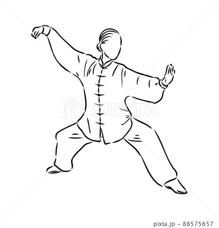Vector illustration of a guy performing tai chi and qigong exercises Vector illustration of a guy performing tai chi and qigong exercises 88575657