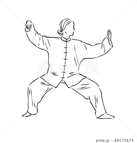 Vector illustration of a guy performing tai chi and qigong exercises 88575674