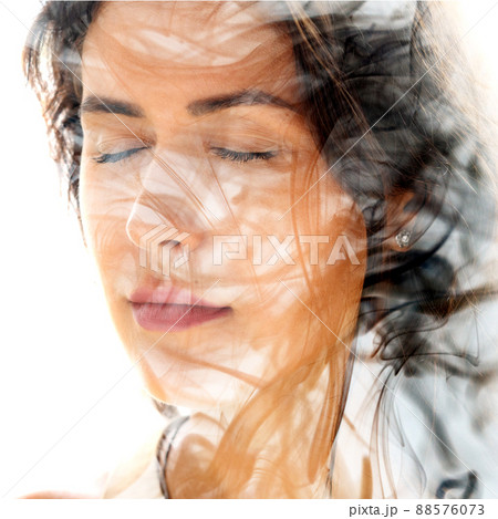 In the flow. Creative double exposure portrait 88576073