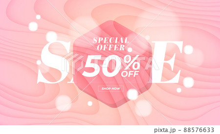 Sale special offer 50% off banner. Pink background special offer and promotion template design. 88576633