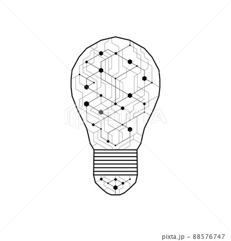 Dot circuit board light bulb simple design. Artificial intelligence concept. Dot circuit board light bulb simple design. Artificial intelligence concept. 88576747
