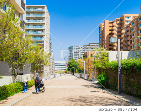 マンションが建ち並ぶ住宅街 マンションが建ち並ぶ住宅街 88577104