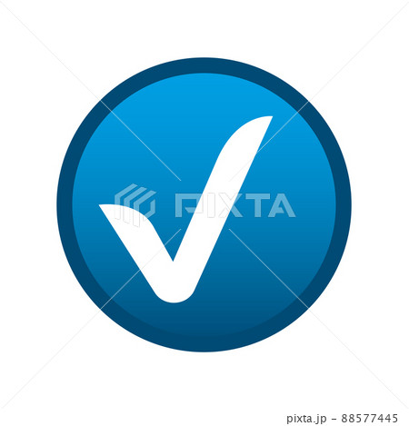 Round media icon vote check mark on white background - Vector 88577445