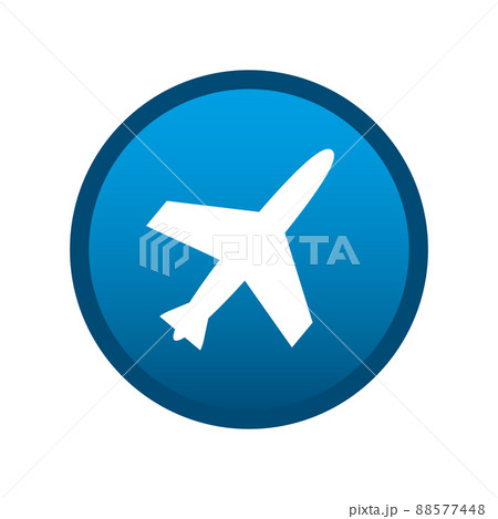 Airplane round media icon on white background - Vector 88577448