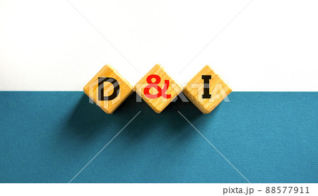 D and I, Diversity and inclusion symbol. Concept words D and I, diversity and inclusion on wooden cubes on beautiful white background. Business, D and I, diversity and inclusion concept. 88577911