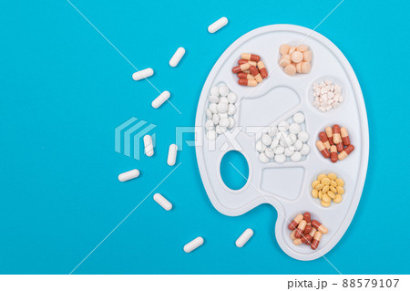 Pharmaceutical Industry and Medicinal Products - Different Colored Pills Pharmaceutical Industry and Medicinal Products - Different Colored Pills 88579107