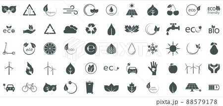 Eco green icons. Ecology icons set. Vector illustration. Flat design. 88579178