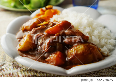 カレーライス(チキンカレー)とグリーンサラダ カレーライス(チキンカレー)とグリーンサラダ 88579675
