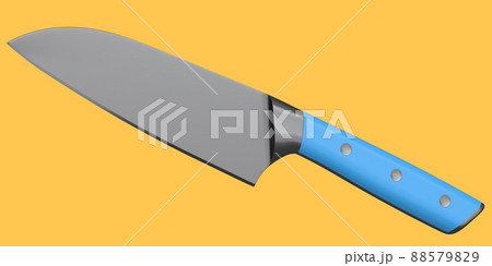 Chef's kitchen knife with a wooden handle isolated on orange background. Chef's kitchen knife with a wooden handle isolated on orange background. 88579829