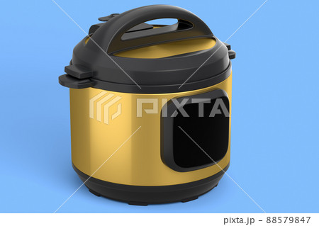 Electric multi cooker isolated on blue background. 88579847