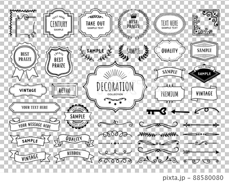 Line drawing frame and decoration set (handwriting style) Line drawing frame and decoration set (handwriting style) 88580080