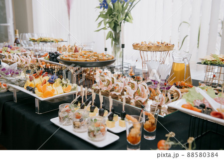 Delicacies and snacks at the buffet or banquet. Catering. Delicacies and snacks at the buffet or banquet. Catering. 88580384