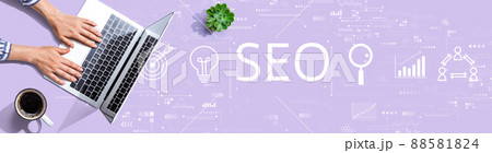 SEO concept with person using a laptop SEO concept with person using a laptop 88581824