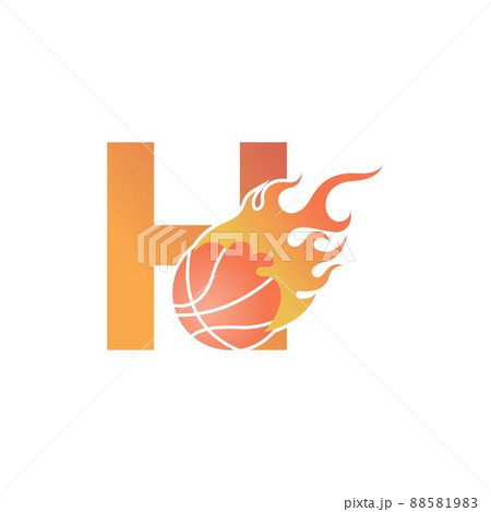 Letter H with basketball ball on fire illustration Letter H with basketball ball on fire illustration 88581983