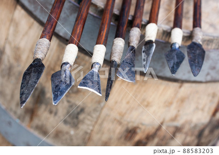 Different types of arrowheads made of iron. Different types of arrowheads made of iron. 88583203