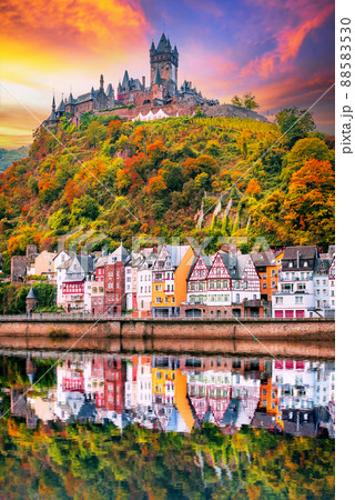Cochem, Germany - Travel landscape on Moselle River, Rhineland. 88583530