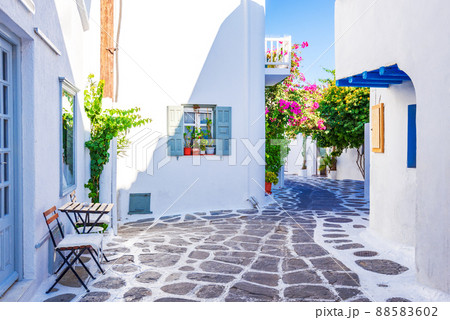 Mykonos, Greece - Whitewashed small city in Greek Islands 88583602