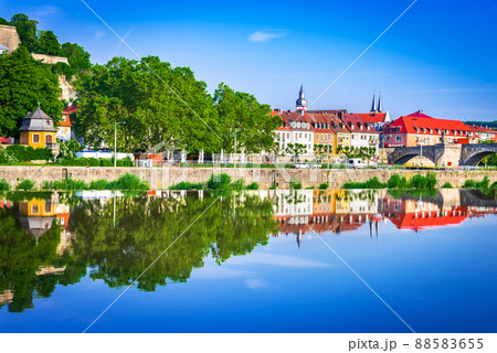 Wurzburg, Germany. Main River summer landscape, Bavaria. Wurzburg, Germany. Main River summer landscape, Bavaria. 88583655