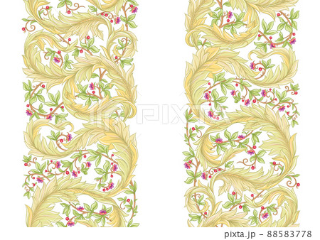 Decorative flowers and leaves in art nouveau style, vintage, old, retro style. 88583778