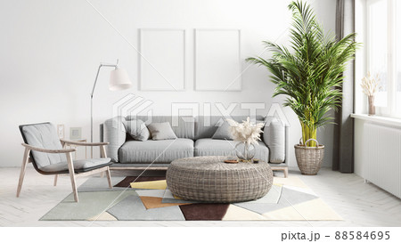 Mock-up frame in home interior background, 3d render Mock-up frame in home interior background, 3d render 88584695