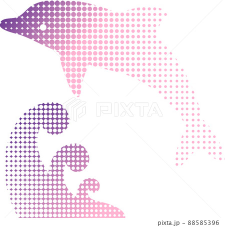 夏 南国 トロピカル 海 イルカ シルエット ファンシー ガーリー おしゃれ かわいい イラストのイラスト素材