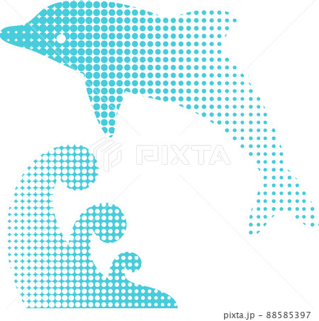 夏 南国 トロピカル 海 イルカ シルエット ファンシー ガーリー おしゃれ かわいい イラストのイラスト素材