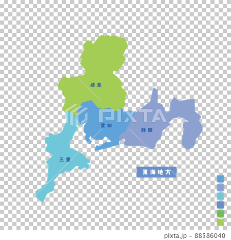 Map of Japan / Map of Japan Tokai region Rainy day I tried to color-code by color 88586040
