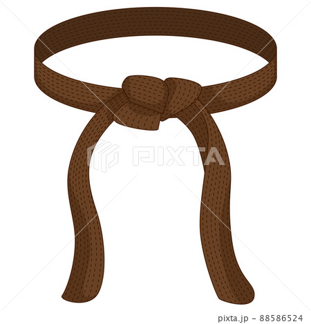 Karate belt brown color isolated on white background. Design icon of Japanese martial art in flat style. Karate belt brown color isolated on white background. Design icon of Japanese martial art in flat style. 88586524