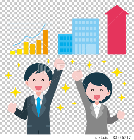 ビジネスマン　売上UP　経済成長　のイラスト　 88586717