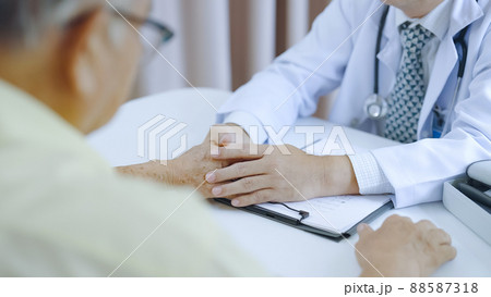 Doctor and patient are discussing consultation about symptom problem diagnosis of disease Doctor and patient are discussing consultation about symptom problem diagnosis of disease 88587318