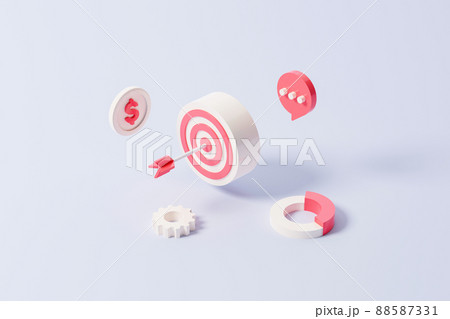 Isometric aiming dart board and arrow 88587331