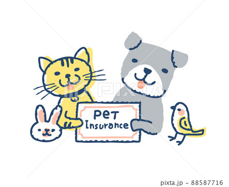 ペット保険イメージ　犬と猫とウサギと小鳥 88587716