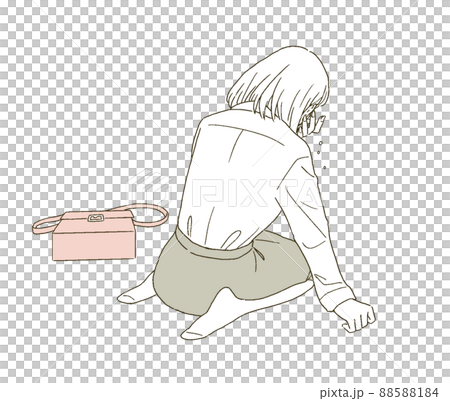 一個沮喪和哭泣的女人的美麗插圖 88588184