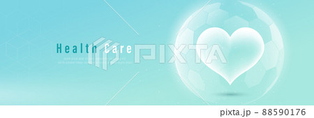 Health care and Protect heart concept with Blue abstract hexagon background. Vector illustration 88590176