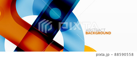 Minimalist geometric abstract background. Lines, circles with shadow effects composition wallpaper design Minimalist geometric abstract background. Lines, circles with shadow effects composition wallpaper design 88590558