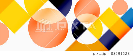 Beautiful abstract background. Circles, triangle shapes, and squares. Minimal geometric template for wallpaper, banner, background or landing 88591528
