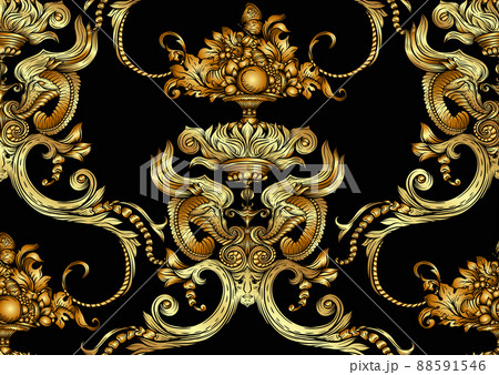 Seamless pattern, background In baroque, rococo, victorian, renaissance style.  88591546